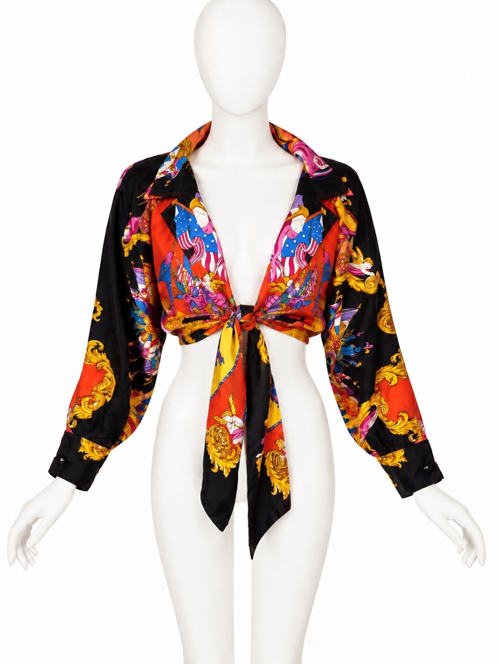 Vintage Gianni Versace circa SS 1993 silk tie-front blouse - Rare!